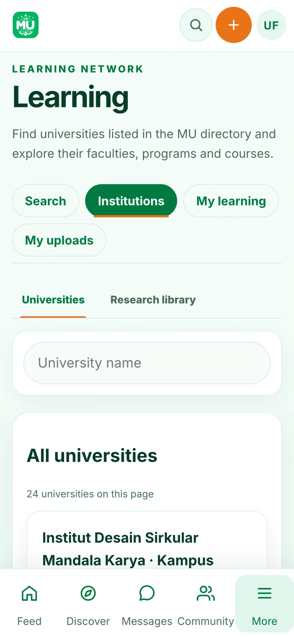 Browse universities. A directory of universities, faculties and the research library.