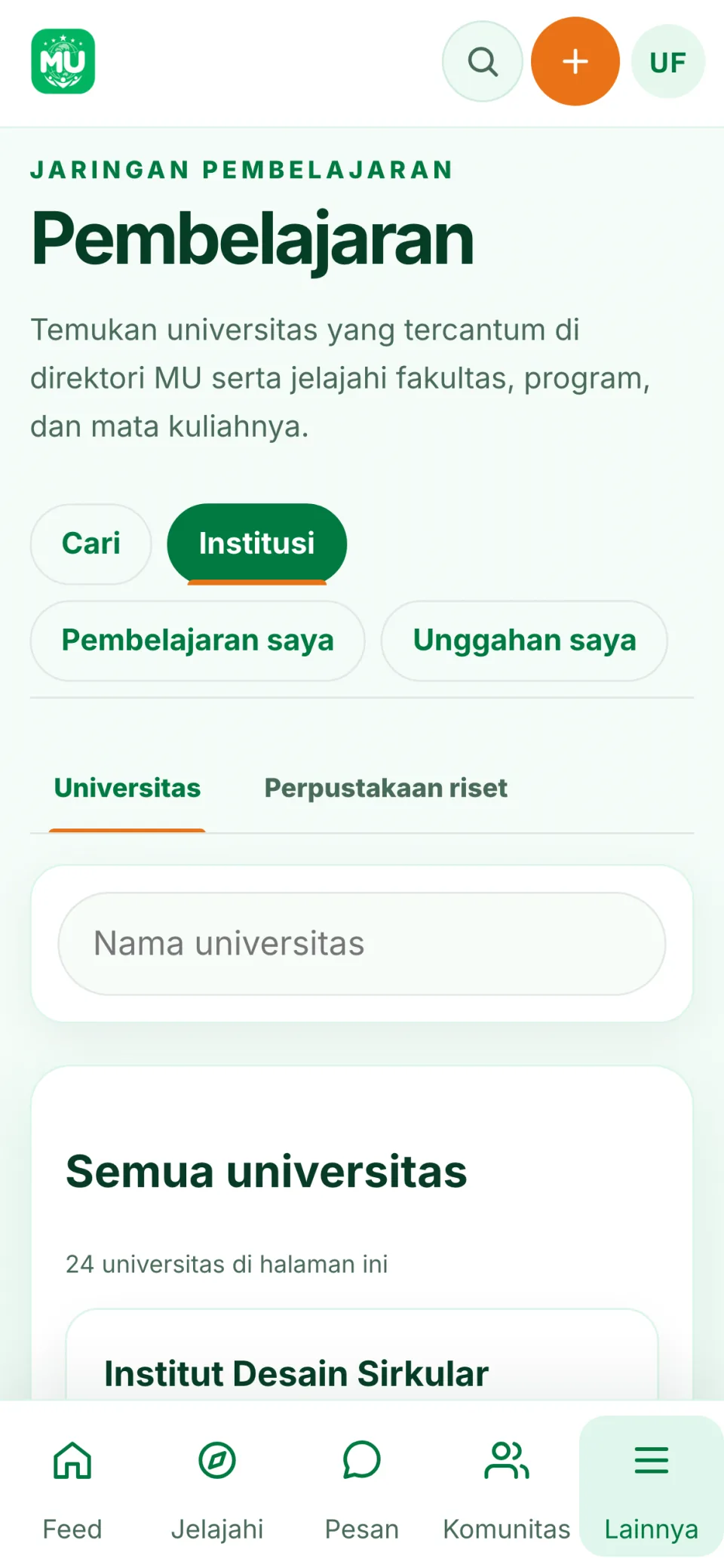 Telusuri universitas. Direktori universitas, fakultas, dan perpustakaan riset.